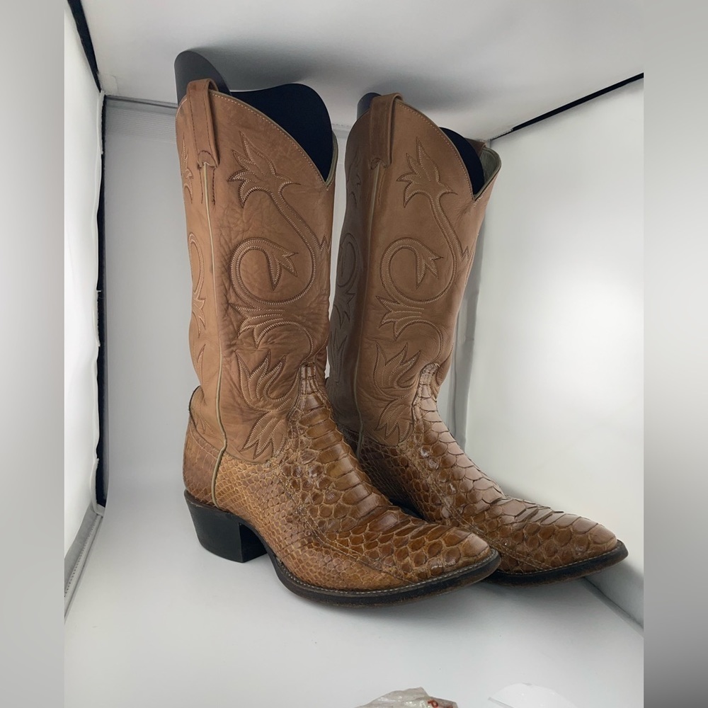 Vtg Larry Mahan Boot Collection Python snake Cowboy Boots men's 9D women's 10﻿﻿﻿ - Picture 7 of 11